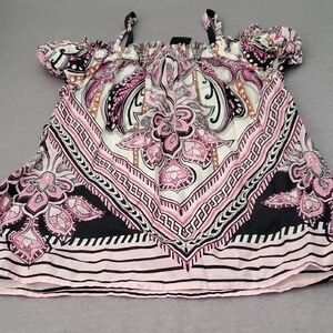 Express Pink and Black Patterned Top XS